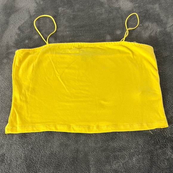 Bright Yellow Spaghetti Strap Crop Top‎ - Picture 1 of 3